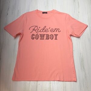 Zutter 100% Cotton “Ride 'em Cowboy" Coral Graphic Tee Sz S